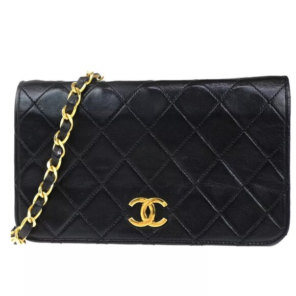 CHANEL CC Mini Matelasse Full Flap Chain Shoulder Bag Leather Black GHW 660RK817 - Picture 1 of 16